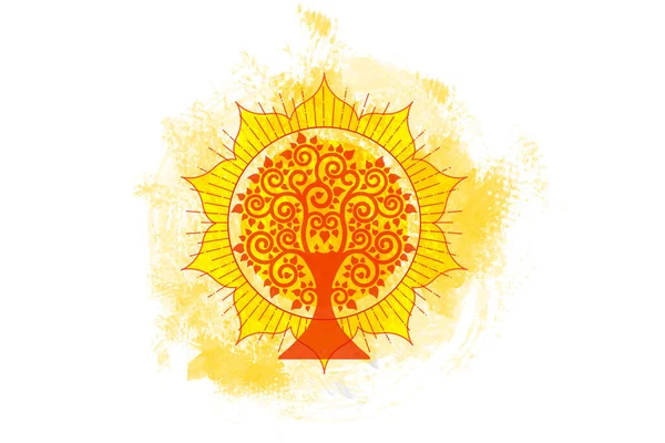 Bodhi Árvore Logotipo Modelo Árvore Conceito Vida Árvore Sagrada Ficus — Vetor de Stock