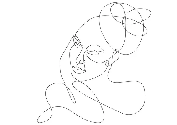 Femme Abstraite Face Dessin Vectoriel Ligne Portrait Style Minimaliste Empreinte — Image vectorielle