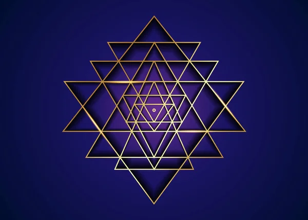 스리랑카 얀트라 Sri Yantra 황금의 기하학 Gold Sacred Geometry 힌두교의 — 스톡 벡터