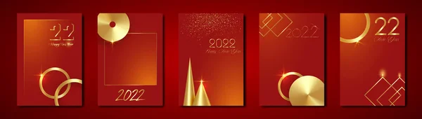 Tarjetas Juego 2022 Feliz Año Nuevo Textura Oro Oro Lujo — Archivo Imágenes Vectoriales