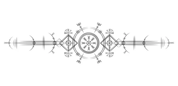 Magiska Forntida Vikingakonst Deco Vegvisir Magiska Navigering Kompass Antika Vikingarna — Stock vektor