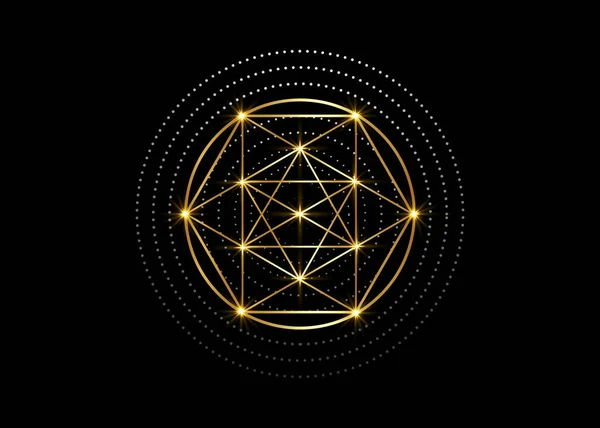 Gold Magic Alchemy Symbols Sacred Geometry Religion Philosophy Spirituality Occultism — Stock Vector