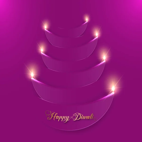 Joyeux Diwali Graphisme Papier Conception Indienne Lampe Huile Diya Festival — Image vectorielle