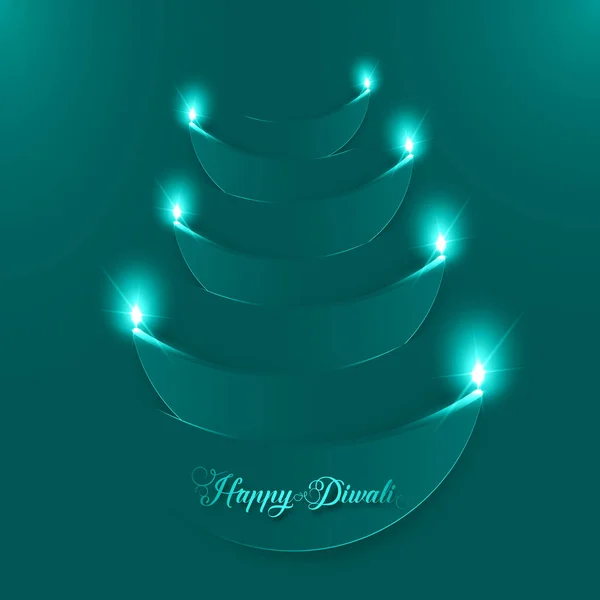 Feliz Diwali Paper Graphic Indian Diya Oil Lamp Design Inglés — Archivo Imágenes Vectoriales