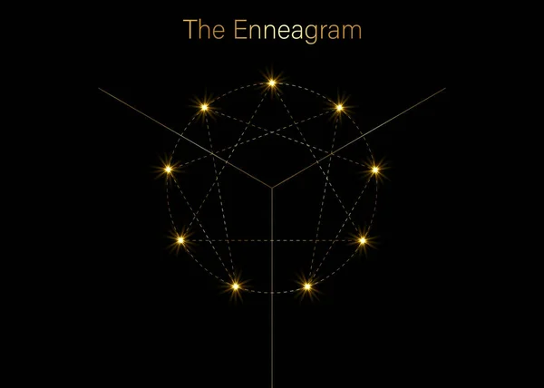 Ikona Enneagramu Zlatá Luxusní Posvátná Geometrie Šablona Loga Diagramu Jedna — Stockový vektor