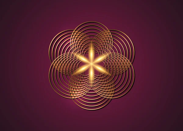 Frö Liv Symbol Helig Geometri Guld Logotyp Ikon Geometrisk Mystisk — Stock vektor