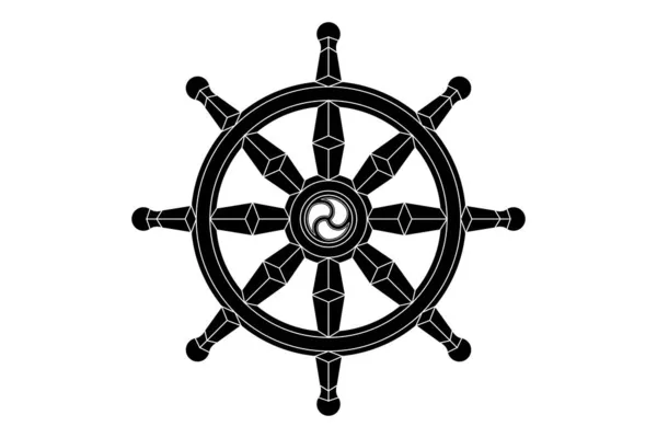 Das Logo Des Dharma Rades Buddhismus Heiliges Symbol Dharmachakra Vektor — Stockvektor
