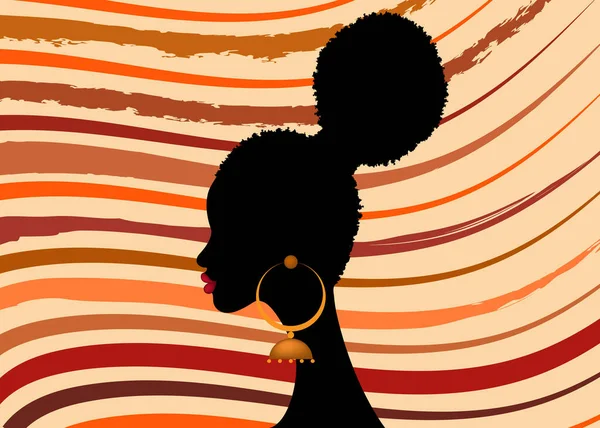 Coiffures Tribales Afro Femme Style Chignon Pour Cheveux Bouclés Beauté — Image vectorielle