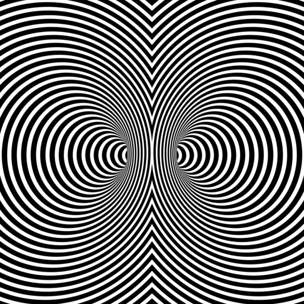 Wormgat Optische Illusie Geometrische Zwart Wit Abstract Hypnotische Double Worm — Stockvector