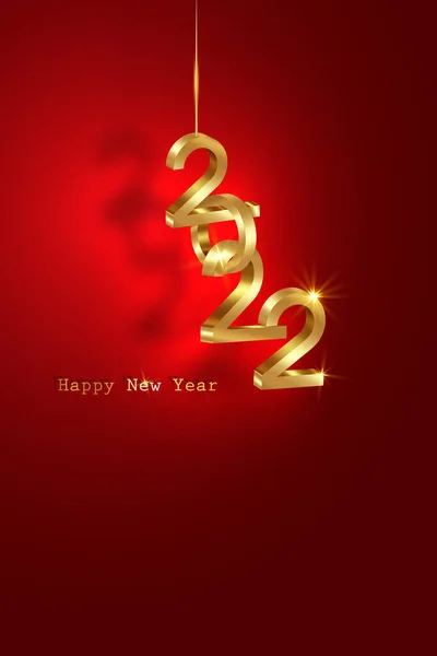 Golden 2022 Logotipo Año Nuevo Números Entrelazados Tema Navideño Ilustración — Vector de stock