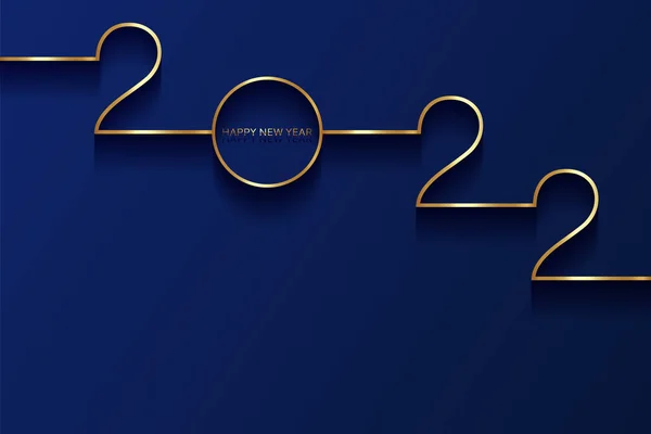 Złoty 2022 Szczęśliwego Nowego Roku Karta Linii Gradientu Folii Premium — Wektor stockowy