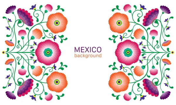 Embroidery Native Flowers Folk Pattern Polish Mexican Influence Trendy Ethnic — Stock Vector