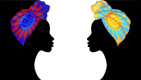 Bandera Tribal Africana Retrato Hermosa Mujer Afro Shenbolen Ankara Headwrap — Archivo Imágenes Vectoriales