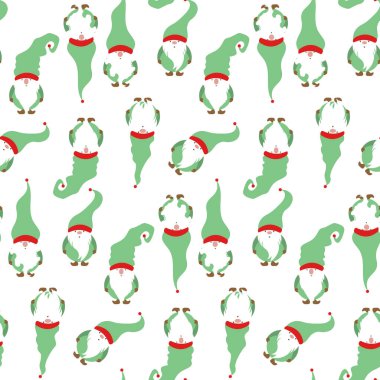Kusursuz noel cücesi seti, İskandinav İskandinav İskandinav cücesi, Şirin Noel Cücesi. Vektör İllüstrasyonu beyaz arkaplanda izole edildi. Kağıt tasarımı için Xmas ögeleri