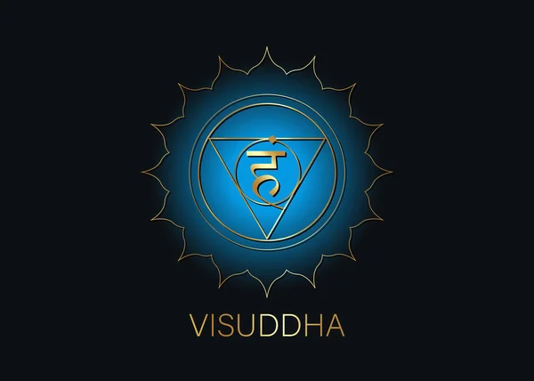 Fifth Throat Chakra Visuddha Hindu Sanskrit Seed Mantra Vam Símbolo —  Vetores de Stock