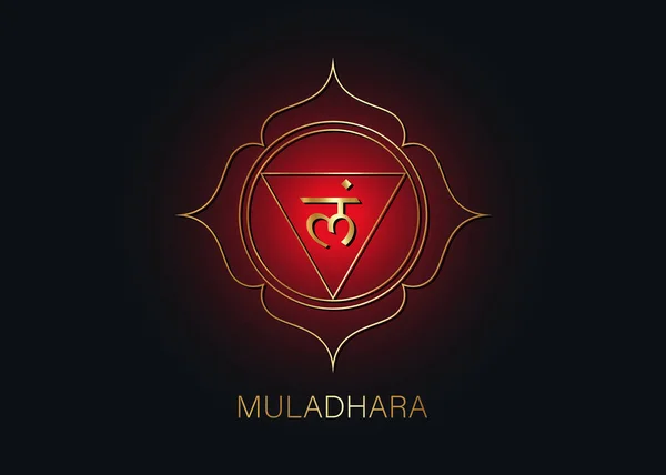 Plantilla Logotipo Muladhara Chakra Primer Símbolo Chakra Raíz Meditación Signo — Vector de stock