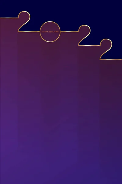 Золота 2022 Щаслива Новорічна Листівка Лініями Текстури Преміум Фольги Фіолетовий — стоковий вектор