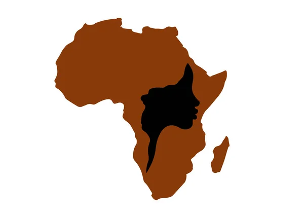 Conceito Mulher Africana Silhueta Perfil Facial Com Turbante Forma Mapa —  Vetores de Stock