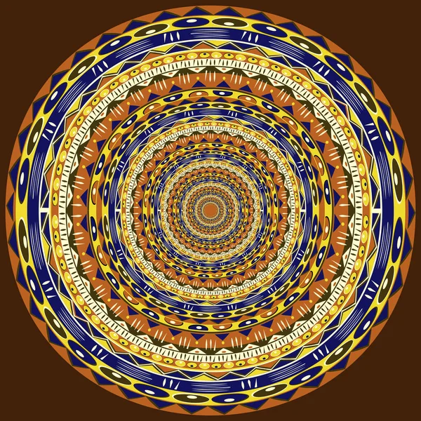 African Mandala Print Fabric Tribal Ethnic Ornament Adinkra Symbols Pattern — Stock Vector