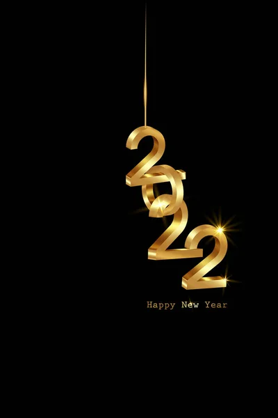 Altın 2022 Yeni Yıl Logosu Birbirine Kenetlenmiş Sayılar Noel Teması — Stok Vektör
