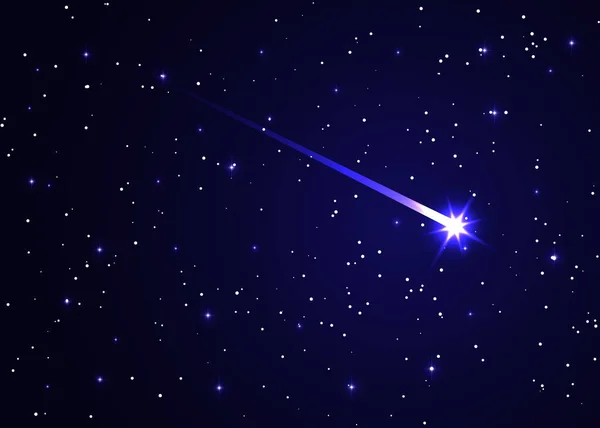 星と彗星の宇宙背景の彗星 占星術の水平背景 スターダストIn銀河 流れ星対ダークブルーの星空 ベクトルイラスト — ストックベクタ