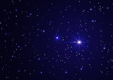 Yıldız, İsa Mesih 'in yemliğinin üzerinde parlıyor. Gece yıldızlı gökyüzü, nebulası olan güzel bir yer. Yıldızlarla, uzayla soyut bir arkaplan. Pankart ve broşür için vektör illüstrasyonu