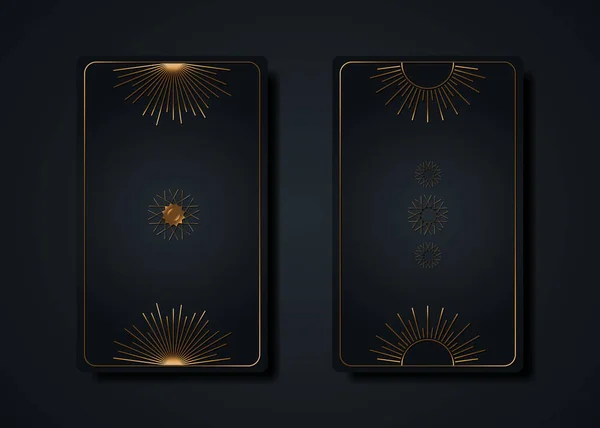 Set Cartes Tarot Magiques Magique Sun Style Boho Signe Géométrie — Image vectorielle
