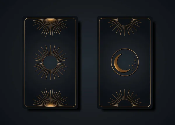 Set Cartes Magiques Tarot Magique Soleil Lune Style Boho Signe — Image vectorielle