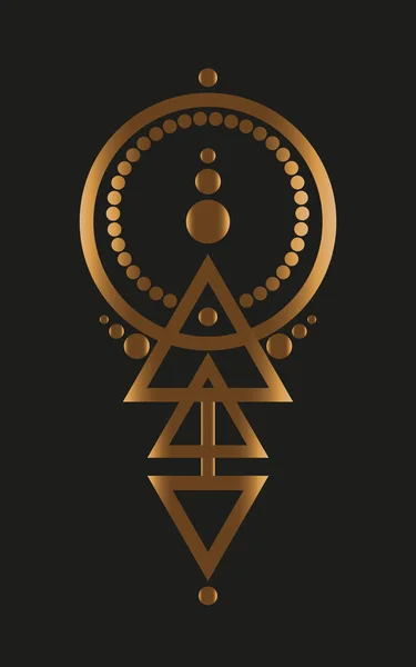 Αφηρημένο Γεωμετρικό Τατουάζ Μαγικό Χρυσό Λογότυπο Σχεδιασμό Αστρολογία Αλχημεία Boho — Διανυσματικό Αρχείο