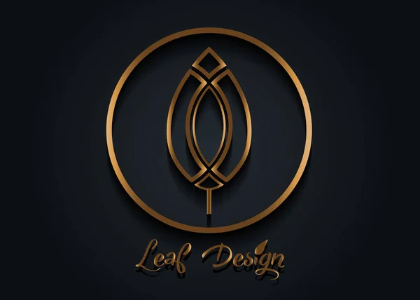 Vector Leaf Circle Shape Gold Abstract Emblem Logo Template Design — стоковый вектор