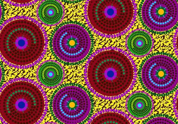 Tissu African Wax Print Sans Couture Ornement Ethnique Fait Main — Image vectorielle