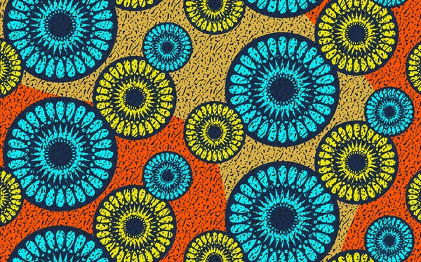 Fondo Tessuto African Wax Print Ornamento Etnico Fatto Mano Tuo — Vettoriale Stock