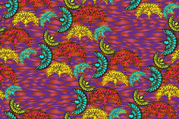 African Wax Print Fabric Seamless Ethnic Handmade Ornament Your Design — Stockvektor