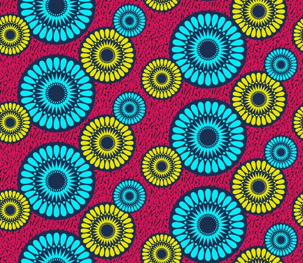 African Wax Print Stoff Nahtlos Ethnische Handgefertigte Ornamente Für Ihr — Stockvektor