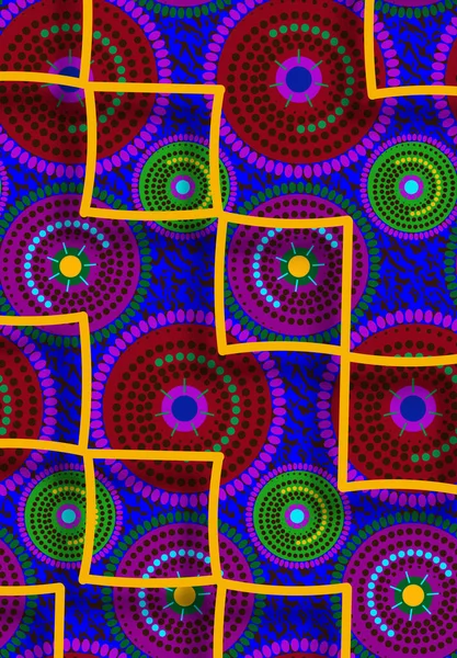 African Wax Print Fabric Seamless Ethnic Handmade Ornament Your Design — 图库矢量图片