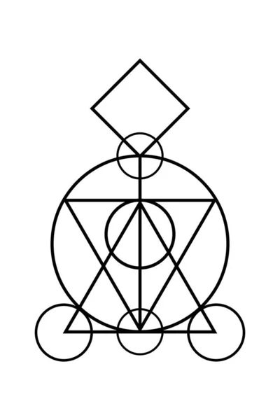 神聖な魔法の幾何学 オカルトシンボル 物質の4つの要素間の相互作用を示す錬金術シンボル哲学者の石を象徴する 白い背景に隔離されたベクトル — ストックベクタ