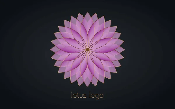 Lila Gold Lotus Logo Blume Des Lebens Heilige Geometrie Symbol — Stockvektor