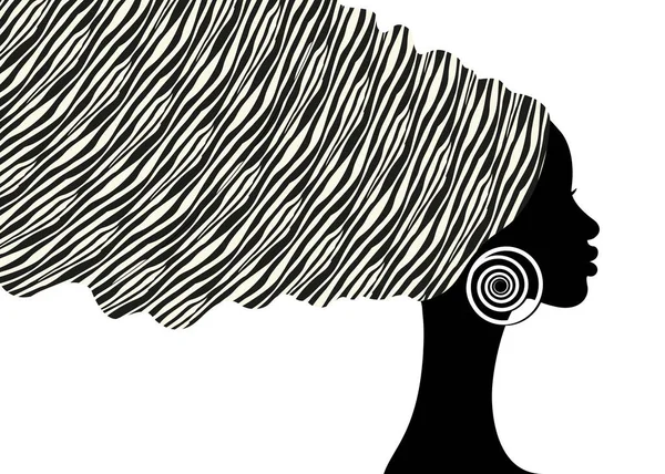 African Zebra Animal Print Turban Head Wrap Portrait Beauté Femme — Image vectorielle