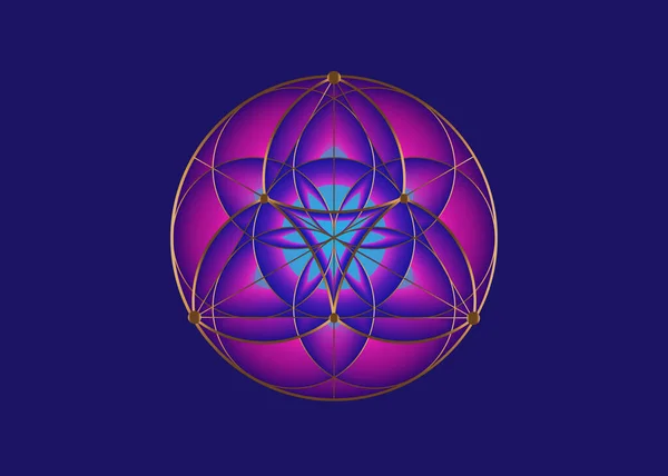 Seme Fiore Vita Icona Loto Yantra Mandala Geometria Sacra Simbolo — Vettoriale Stock