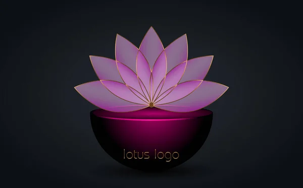 Логотип Фиолетового Золотого Лотоса Цветок Жизни Сакральная Геометрия Символ Гармонии — стоковый вектор