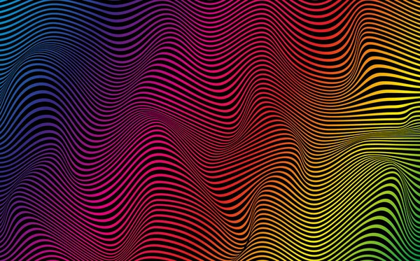 Líneas Psicodélicas Patrón Abstracto Textura Con Rayas Onduladas Curvas Fondo — Vector de stock