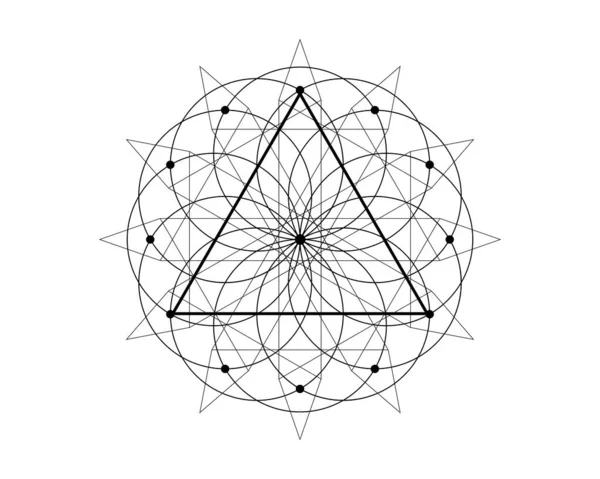 Simbolul Triunghiului Magic Geometrie Sacră Treilea Semn Ochilor Mandala Mistică — Vector de stoc