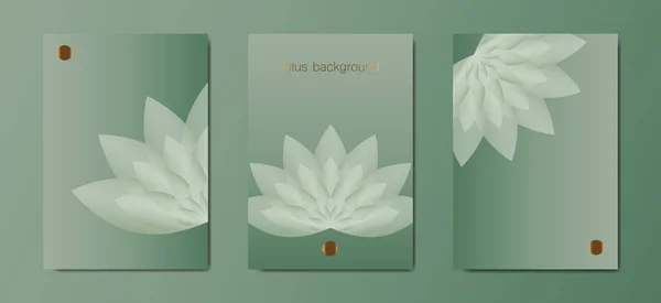Lotus Banner Πρότυπο Σετ Πράσινο Λουλούδι Της Ζωής Κάρτες Ιερή — Διανυσματικό Αρχείο