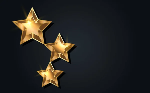 Gold Star Award Statue Prize Giving Ceremony Golden Stars Prize — Stock Vector
