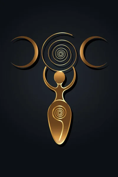 Τριπλή Θεά Της Γονιμότητας Παγανιστικά Σύμβολα Των Γουίκαν Σπειροειδής Κύκλος — Διανυσματικό Αρχείο
