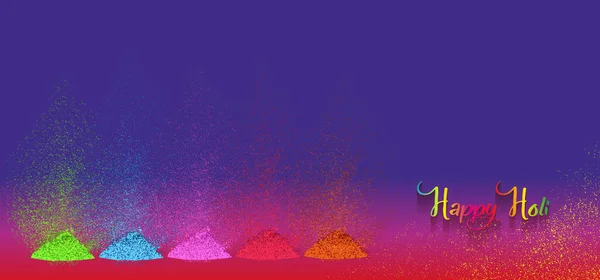 Happy Holi Indian Festival Banner Colorido Gulaal Color Polvo Tarjeta — Archivo Imágenes Vectoriales