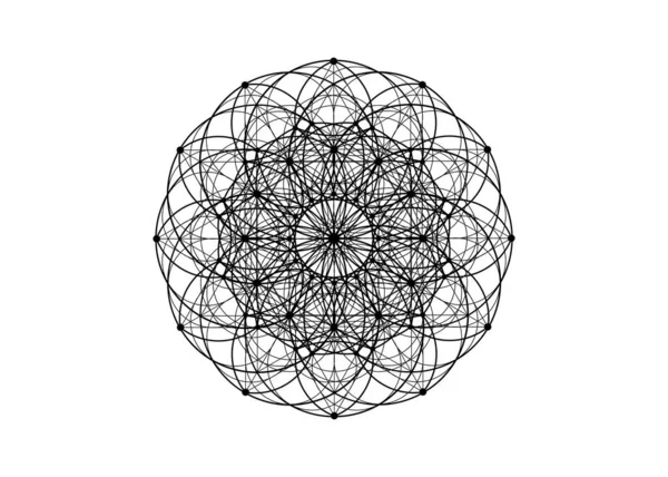 Yantra Kwiat Mandala Święta Geometria Symbol Harmonii Równowagi Czarny Kolor — Wektor stockowy