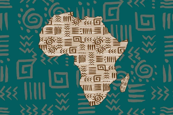 África Modelado Mapa Moldar Motivos Étnicos Banner Sem Costura Com —  Vetores de Stock