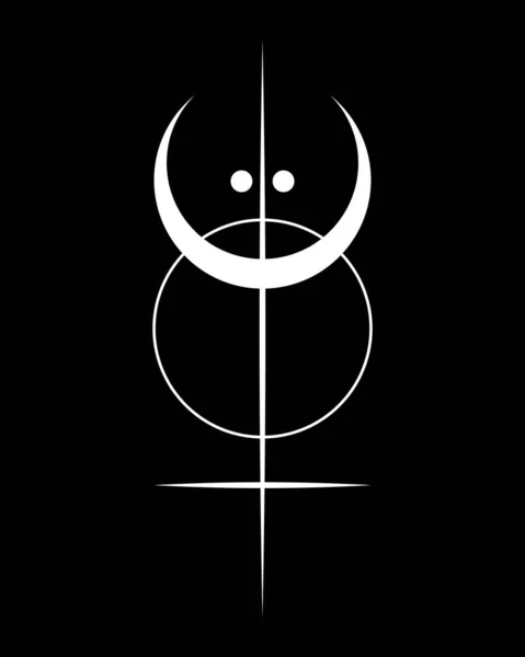 神圣的几何 白色纹身标志与太阳 炼金术的深奥交叉 神秘的魔法 天上的护身符 在黑色背景上孤立的精神隐身术物体矢量图 — 图库矢量图片