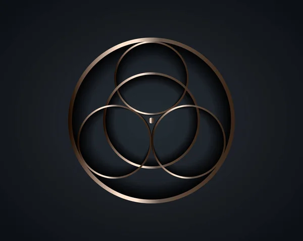 Heilige Geometrie Zilveren Logo Mandala Cirkels Heilig Centrum Alchemie Esoterisch — Stockvector